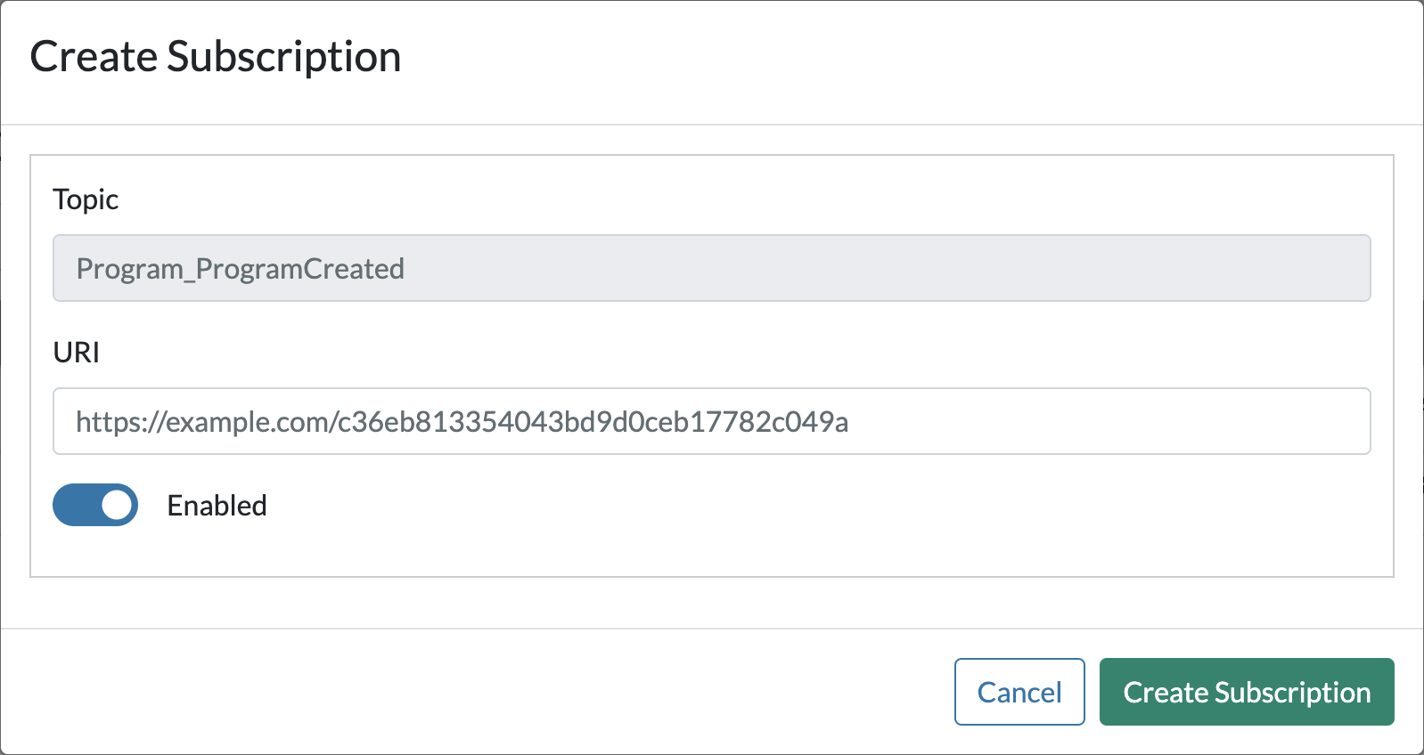 Webhook Subscription