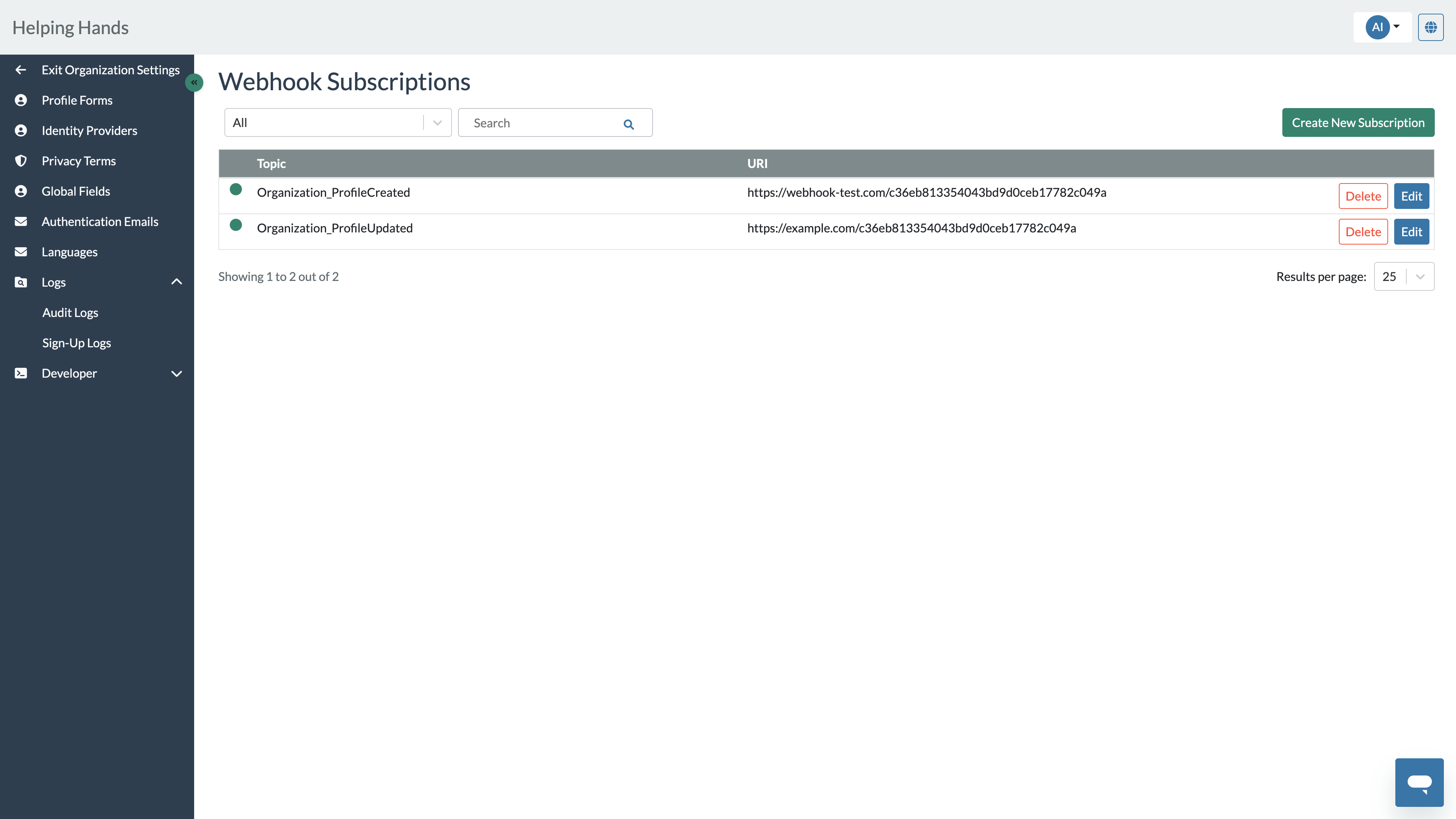 Webhook Subscriptions